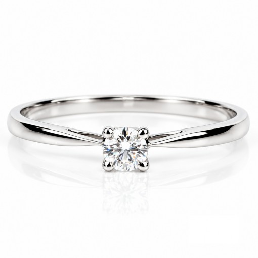 18К Бяло Злато Стилен Годежен Пръстен с Диамант   Bloom Jewellery